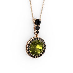 Lavinya Kolye - Peridot ve siyah zirkon 8 ayar rose altın kolye (40 cm rose altın rolo zincir) #yzdxs0