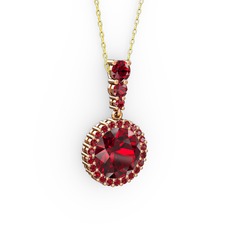 Lavinya Kolye - Garnet 14 ayar rose altın kolye (40 cm altın rolo zincir) #z4anri