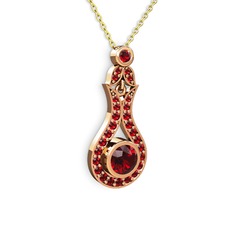 Garnet 925 ayar rose altın kaplama gümüş kolye (40 cm altın rolo zincir)