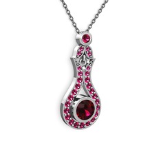 Lale Kolye - Rodolit garnet 925 ayar gümüş kolye (40 cm gümüş rolo zincir) #1iz06ue