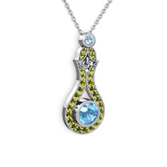 Lale Kolye - Akuamarin ve peridot 925 ayar gümüş kolye (40 cm gümüş rolo zincir) #1ldyqlj
