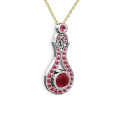 Kök yakut 925 ayar gümüş kolye (40 cm altın rolo zincir)