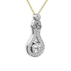 Lale Kolye - Swarovski ve beyaz zirkon 8 ayar beyaz altın kolye (40 cm altın rolo zincir) #1qyqjac