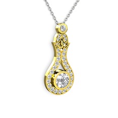 Lale Kolye - Beyaz zirkon ve swarovski 14 ayar altın kolye (40 cm gümüş rolo zincir) #1r9hbz4