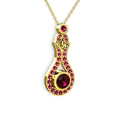 Lale Kolye - Rodolit garnet 8 ayar altın kolye (40 cm altın rolo zincir) #1yvtgv