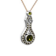 Peridot ve dumanlı kuvars 925 ayar gümüş kolye (40 cm gümüş rolo zincir)
