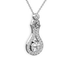 Lale Kolye - Swarovski ve beyaz zirkon 14 ayar beyaz altın kolye (40 cm beyaz altın rolo zincir) #2a5r9a