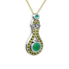 Lale Kolye - Kök zümrüt ve peridot 925 ayar gümüş kolye (40 cm altın rolo zincir) #5nioyy