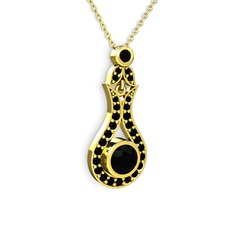 Lale Kolye - Siyah zirkon 18 ayar altın kolye (40 cm altın rolo zincir) #5rvz6l