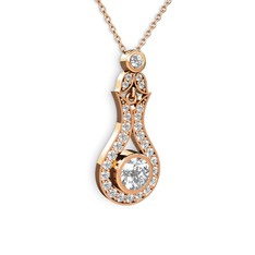 Lale Kolye - Swarovski 8 ayar rose altın kolye (40 cm rose altın rolo zincir) #8wlxzb