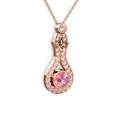 Lale Kolye - Pembe kuvars 925 ayar rose altın kaplama gümüş kolye (40 cm rose altın rolo zincir) #8y0ofc