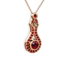 Lale Kolye - Garnet 925 ayar rose altın kaplama gümüş kolye (40 cm gümüş rolo zincir) #a1511u