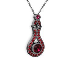 Lale Kolye - Rodolit garnet ve garnet 925 ayar siyah rodyum kaplama gümüş kolye (40 cm gümüş rolo zincir) #dppavo