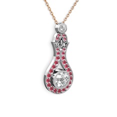 Lale Kolye - Swarovski ve kök yakut 925 ayar gümüş kolye (40 cm rose altın rolo zincir) #giduib
