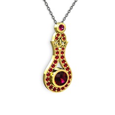 Lale Kolye - Rodolit garnet ve garnet 8 ayar altın kolye (40 cm gümüş rolo zincir) #jopz8k