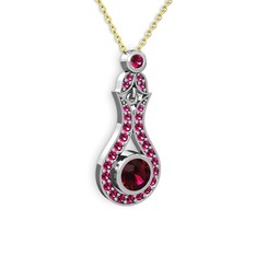 Lale Kolye - Rodolit garnet 14 ayar beyaz altın kolye (40 cm altın rolo zincir) #xtdrrv