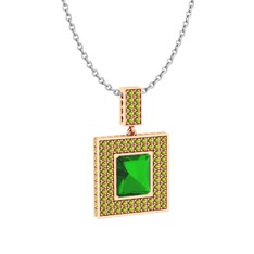 Albera Kolye - Yeşil kuvars ve peridot 8 ayar rose altın kolye (40 cm gümüş rolo zincir) #11bli71