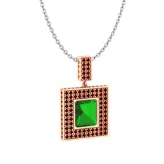 Albera Kolye - Yeşil kuvars ve garnet 925 ayar rose altın kaplama gümüş kolye (40 cm beyaz altın rolo zincir) #13fsfqe