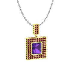Albera Kolye - Ametist ve rodolit garnet 925 ayar altın kaplama gümüş kolye (40 cm beyaz altın rolo zincir) #18njuyw