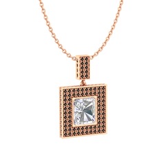 Albera Kolye - Swarovski ve dumanlı kuvars 8 ayar rose altın kolye (40 cm rose altın rolo zincir) #18rbtfq