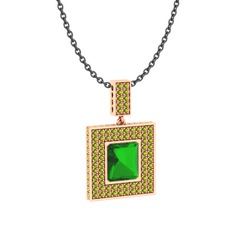 Albera Kolye - Yeşil kuvars ve peridot 925 ayar rose altın kaplama gümüş kolye (40 cm gümüş rolo zincir) #19h9c97