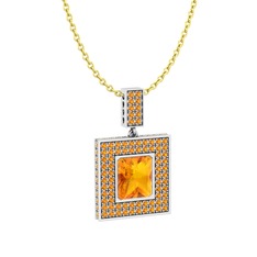 Sitrin 925 ayar gümüş kolye (40 cm altın rolo zincir)