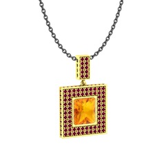 Albera Kolye - Sitrin ve rodolit garnet 8 ayar altın kolye (40 cm gümüş rolo zincir) #1jr12vh