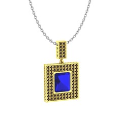 Albera Kolye - Lab safir ve dumanlı kuvars 18 ayar altın kolye (40 cm beyaz altın rolo zincir) #1lydgph