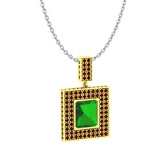 Albera Kolye - Yeşil kuvars ve garnet 18 ayar altın kolye (40 cm beyaz altın rolo zincir) #1nkprdv