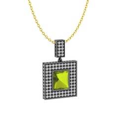 Albera Kolye - Peridot ve pırlanta 925 ayar siyah rodyum kaplama gümüş kolye (2.808 karat, 40 cm gümüş rolo zincir) #1nq2aou