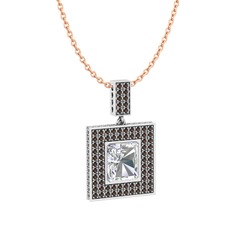 Albera Kolye - Swarovski ve dumanlı kuvars 925 ayar gümüş kolye (40 cm gümüş rolo zincir) #1ns5zfn