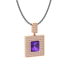 Albera Kolye - Ametist ve swarovski 18 ayar rose altın kolye (40 cm gümüş rolo zincir) #1on83ak