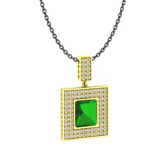 Albera Kolye - Yeşil kuvars ve swarovski 925 ayar altın kaplama gümüş kolye (40 cm gümüş rolo zincir) #1qeeqk1