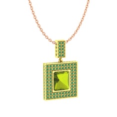 Albera Kolye - Peridot ve kök zümrüt 925 ayar altın kaplama gümüş kolye (40 cm gümüş rolo zincir) #1tjh6zr