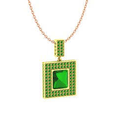 Albera Kolye - Yeşil kuvars 18 ayar altın kolye (40 cm gümüş rolo zincir) #1up5nq3