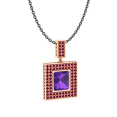 Albera Kolye - Ametist ve rodolit garnet 14 ayar rose altın kolye (40 cm gümüş rolo zincir) #2avb54