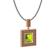 Albera Kolye - Peridot ve dumanlı kuvars 14 ayar rose altın kolye (40 cm gümüş rolo zincir) #2gqmwv