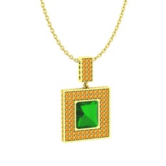 Albera Kolye - Yeşil kuvars ve sitrin 925 ayar altın kaplama gümüş kolye (40 cm gümüş rolo zincir) #aitgum