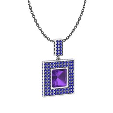 Albera Kolye - Ametist ve lab safir 14 ayar beyaz altın kolye (40 cm gümüş rolo zincir) #cxyleu