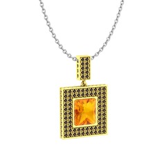 Albera Kolye - Sitrin ve dumanlı kuvars 18 ayar altın kolye (40 cm beyaz altın rolo zincir) #hc5bp1