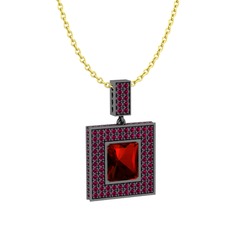 Albera Kolye - Garnet ve rodolit garnet 925 ayar siyah rodyum kaplama gümüş kolye (40 cm altın rolo zincir) #konsrq