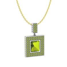 Peridot 925 ayar gümüş kolye (40 cm altın rolo zincir)