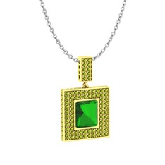 Albera Kolye - Yeşil kuvars ve peridot 14 ayar altın kolye (40 cm beyaz altın rolo zincir) #lz66lw