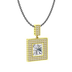 Albera Kolye - Swarovski ve beyaz zirkon 8 ayar altın kolye (40 cm gümüş rolo zincir) #n321k3