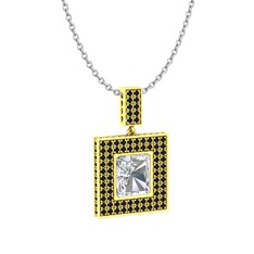 Albera Kolye - Swarovski ve siyah zirkon 8 ayar altın kolye (40 cm gümüş rolo zincir) #nricsw