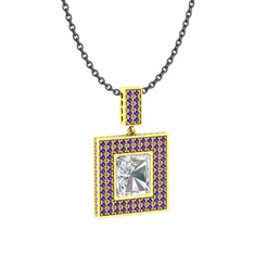 Albera Kolye - Swarovski ve ametist 18 ayar altın kolye (40 cm gümüş rolo zincir) #q2rw0m