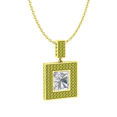 Albera Kolye - Swarovski ve peridot 18 ayar altın kolye (40 cm altın rolo zincir) #qfw5nu