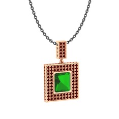 Albera Kolye - Yeşil kuvars ve garnet 8 ayar rose altın kolye (40 cm gümüş rolo zincir) #r4zvuj