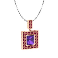 Albera Kolye - Ametist ve rodolit garnet 18 ayar rose altın kolye (40 cm beyaz altın rolo zincir) #rh2fv7