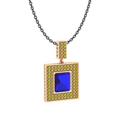 Albera Kolye - Lab safir ve peridot 18 ayar rose altın kolye (40 cm gümüş rolo zincir) #syqyt5